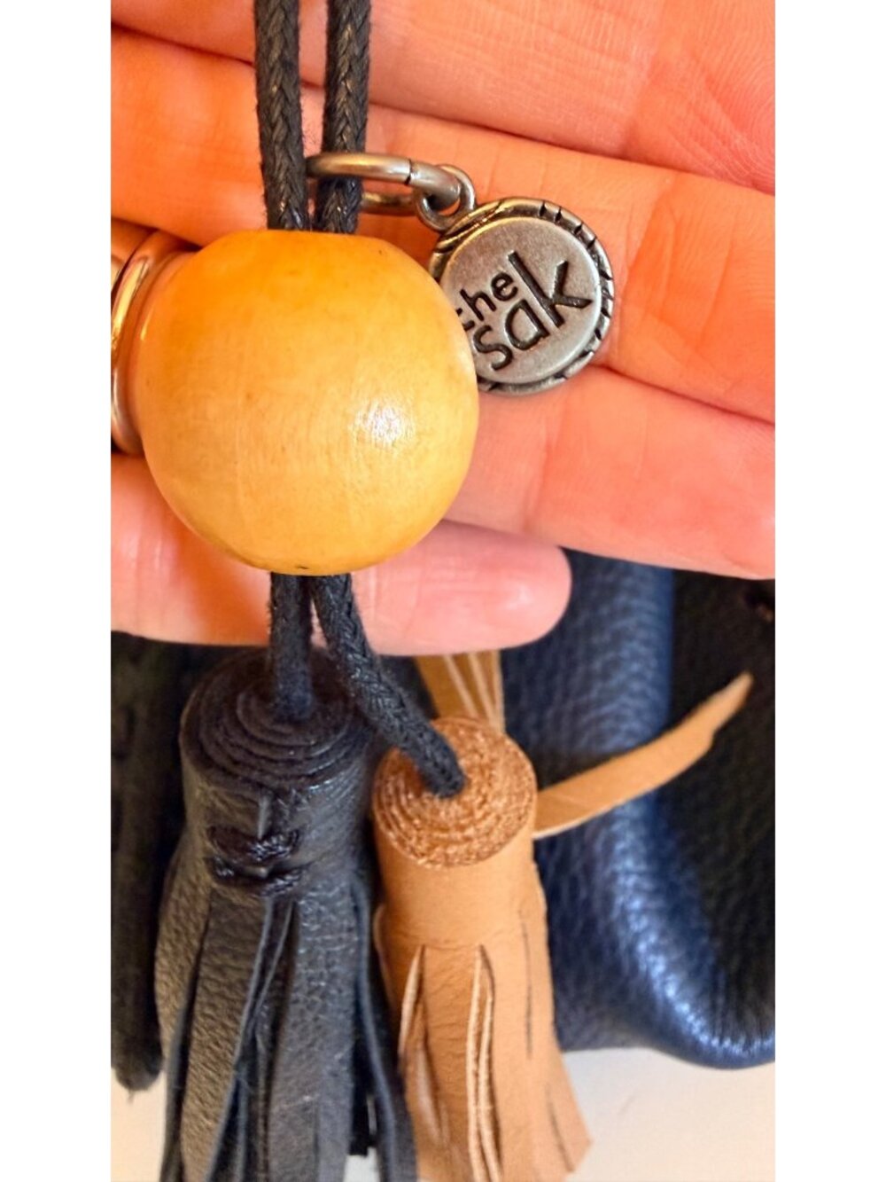 The Sak Los Feliz Indigo Leather Large Tote with Tassel Charm - Picture 5 of 16